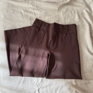 MAEVE The Colette Ponte Crop Wide-Leg Pants - Brown